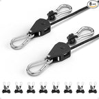 1/8" Adjustable Grow Light Hangers: 8 Pack Easy of Use Ratchet Ropes - Quick Hanging Accessories for Grow Tent