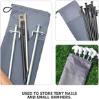 Tent Stake Storage Bag with Oxford Fabric, 30cm Camping Nail Organizer Pouch for Outdoor Tent Pegs and Ground Stakes, Windproof Drawstring Holder for Hiking and Backpacking