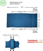 BROWINT Thermolite Sleeping Bag Liner with Zippers for Cold Weather, Lightweight Mummy with Hood & Rectangular Sleep Sack for Adult, Adds Warmth, Thermal Travel Liner, All Season
