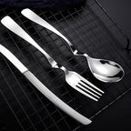 24-Piece Silverware Set Spoons and Forks Set Kitchen Utensils Set Flatware Set for 8 Stainless Steel Utensils Set, Mirror Effect Cutlery, Integral Molding, Dishwasher Safe for Picnic & Camping