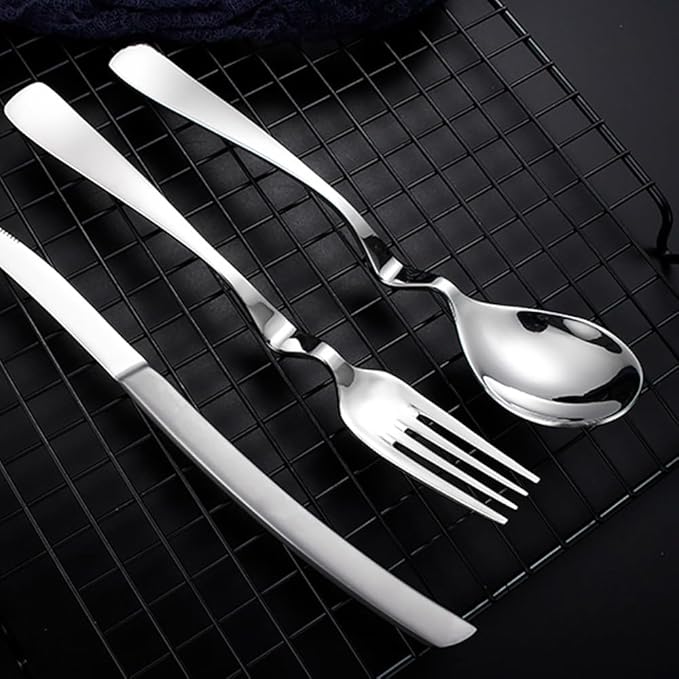 36-Piece Silverware Set Spoons and Forks Set Kitchen Utensils Set Flatware Set for 12 Stainless Steel Utensils Set, Mirror Effect Cutlery, Integral Molding, Dishwasher Safe for Picnic & Camping