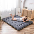 MAXYOYO Grey Triangle Japanese Floor Futon Mattress, Tatami Floor Mat Portable Camping Mattress Kids Sleeping Pad Foldable Roll Up Floor Lounger Pillow Bed Queen Size with Mattress Protector Cover