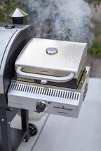 Camp Chef Sidekick Sear - Includes BBQ Box for Pellet Grill - Accessory for Outdoor Cooking - Sear & Grill with Ease - 14" Cooking System Compatible, Silver