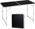 4.0 Ft Folding Portable Camping Table with Three Adjustable Heights, RV Tables for Inside a Camper, Outdoor, BBQ, Dining, Picnic, Cooking, Beach, Garden, Black