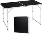 4.0 Ft Folding Portable Camping Table with Three Adjustable Heights, RV Tables for Inside a Camper, Outdoor, BBQ, Dining, Picnic, Cooking, Beach, Garden, Black