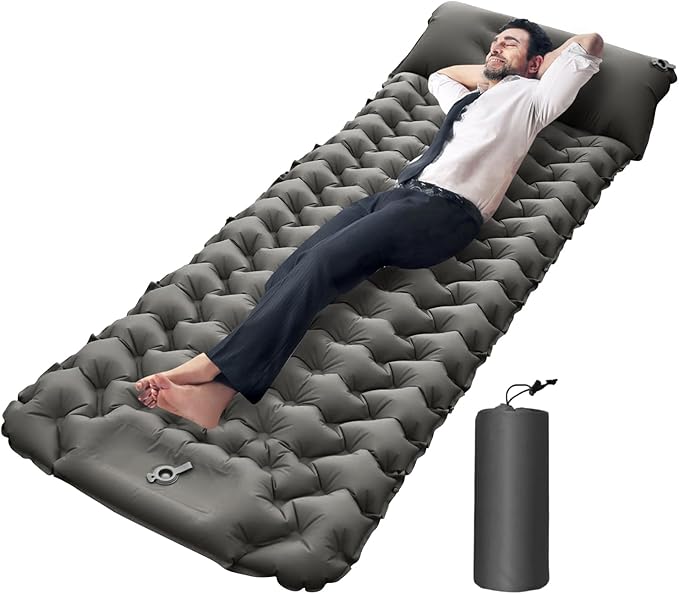 Compact Camping Sleep Pad - Self-Inflating Air Mattress for Backpacking, Hiking Trips, Portable Waterproof 40D Nylon TPU Bed Mat Outdoor Gear