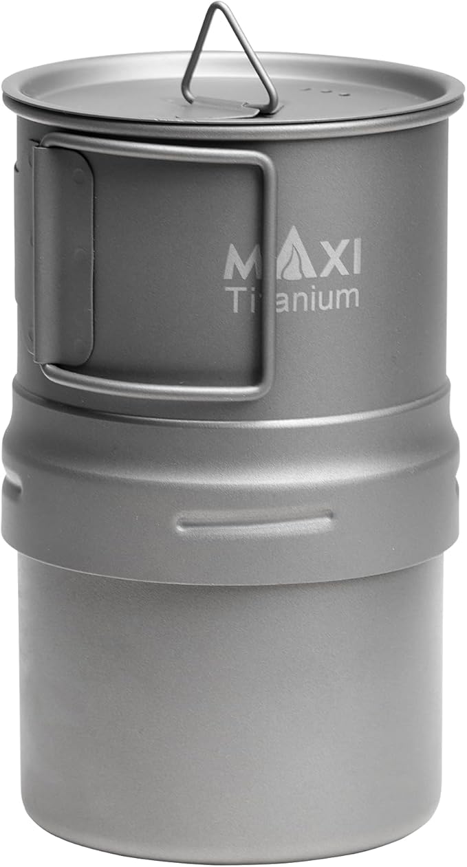 Maxi Titanium Moka Pot – Lightweight Grade 1 Titanium Stovetop Coffee Maker for Camping & Outdoor Use