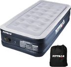 Pittman Outdoors - Black 18" Luxury Double High Twin Air Mattress with Built in Pump - Premium Comfort Twin Size Blow up Mattress - 300lb Capacity - Ideal for Home Visits, Guests, Travel or Camping