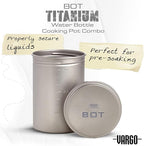 Vargo Titanium BOT Series | 1 Liter (34 oz.) Ultralight Water Bottle Cooking Pot Weighs 147 grams (5.2 oz.) | Backpacking Camping Multipurpose