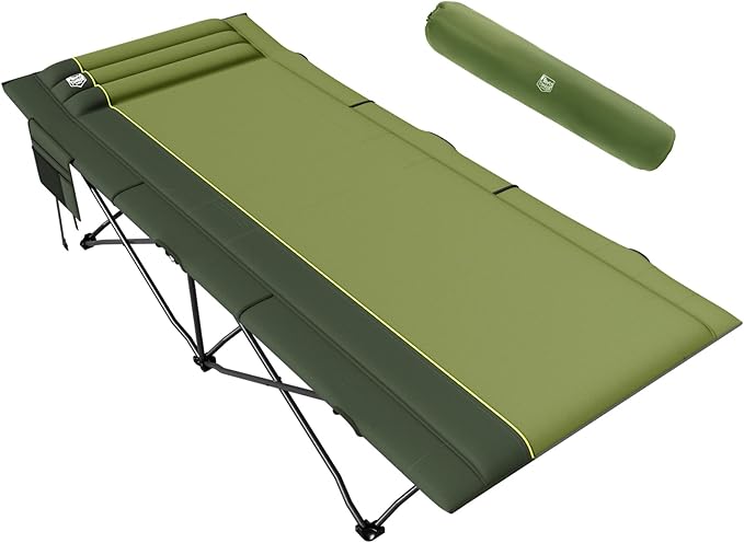 Timber Ridge 31.8" W Extra Wide Heavy Duty Camping Cot for Adult, Easy Set Up Oversized Sleeping Cot with Carry Bag for Camping, Travel and Outdoors, Support up to 450lbs, Green