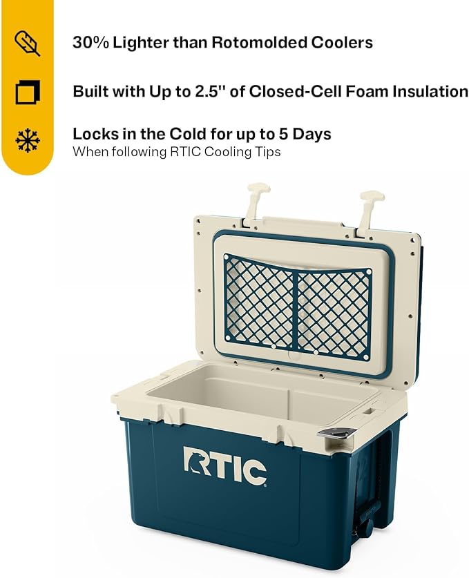 RTIC Ultra-Light 32 Quart Hard Cooler Insulated Portable Ice Chest Box for Drink, Beverage, Beach, Camping, Picnic, Fishing, Boat, Barbecue, 30% Lighter Than Rotomolded Coolers