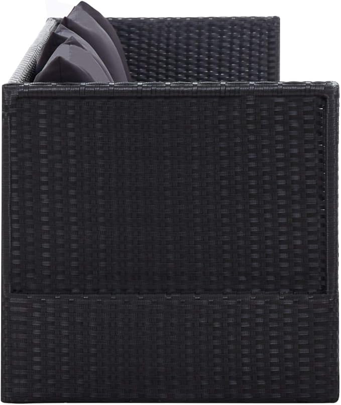 Patio Furniture Outdoor Chairs Beach Chair Camping Chairs Patio Bed with Cushion and Pillow Poly Rattan Black for Patio, Poolside, Beach,Camping