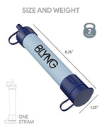 Survival Gear Straw Water Filter - Straw Filter for Healthy Drinking - Survival Water Filter Blocks 99.99% Microplastics, Backpacking Gear for Hiking, Biking & Camping, Survival Straw Water Purifier