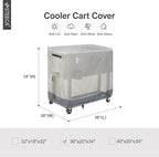 Waterproof Cooler Cart Cover Fits 80 Quart Patio Party Ice Chest Rolling Cooler, 36L x 20W x 34H inch