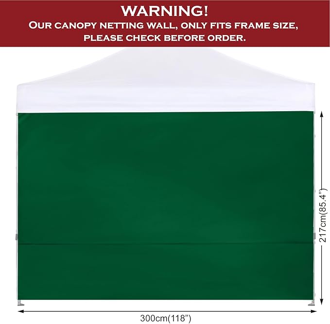 COOSHADE Instant Canopy SunWall 10x10 Canopy SideWall for Pop up Canopy Tent, 1 Pack Sidewall Only, Forest Green