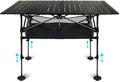 LEADALLWAY Adjustable Height Aluminum Camping Table Folding Portable Outdoor Table with Large Storage Organizer and Carrying Bags Big Foot Upgrade Collapsible Picnic Table 47(L) x22(W)