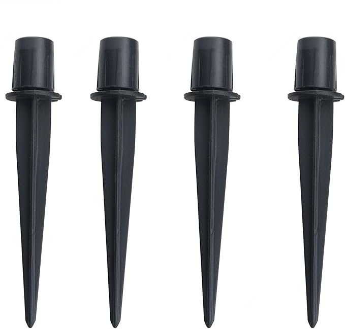 CHENJIN 4PCS Outdoor Lighting Fixture Fixed Legs 5.34x0.83in inch Tent Ground Legs Lawn Garden Park Ground Pole Solar Light Replacement Stake Ground Stake Accessory Black