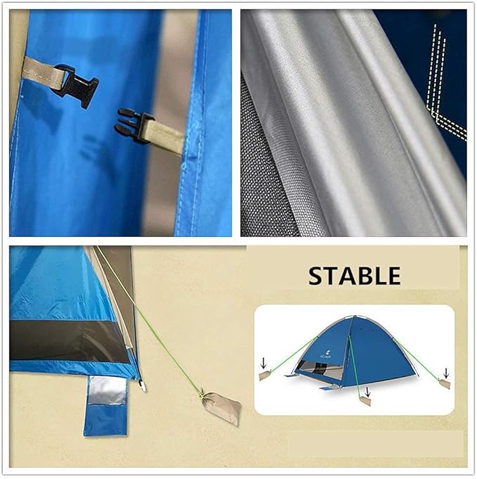 Outdoor Family Tent 3-4 Person Pop Up Camping Tent Portable Sun Shade Tent Canopy Family Instant Automatic Camping Outdoor Tent, Blue