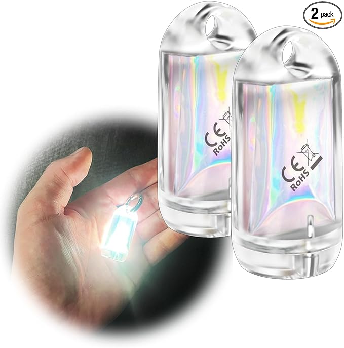 USB Mini LED Lanterns, 2 Pack Waterproof EDC Keychain LED Flashlight for Camping Rechargeable Battery Stick Light Maglite Hockey Dog Collar Flashlight for Nighttime Shift (2Pack White)