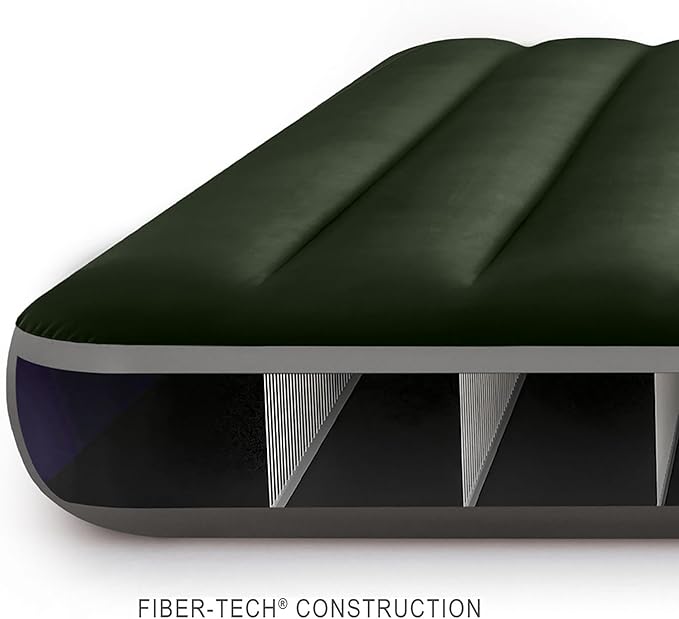 Intex 64763E Dura-Beam Standard Downy Air Mattress: Fiber-Tech Queen Size Built-in Foot Pump 10in Bed Height 600lb Weight Capacity (Pack of 3)
