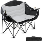 Double Camping Chair Loveseat with Cup Holders, 2 Person Folding Outdoor Chair, 550lbs Heavy Duty, 600D Oxford Fabric Padded Seat, Portable Camping Couch for Camping and Sports Event