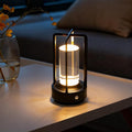 Rechargeable Table Lamp Cordless, 3 Color | Crystal | Stepless Dimming, for Dining Room, Living Room, Bar, Cafe, Restaurant, Patio, Camping, (Black)