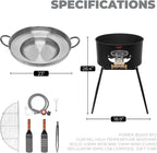 Barton 23" Concave Comal Set 80,000 BTU Propane Burner Stove and Burner Stand, Discada Disc Cooker, Taco Para Carnitas Tortillas Stir Fry Wok
