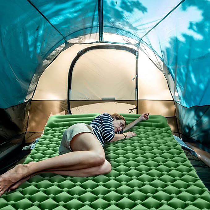 Lixada Inflatable Double Sleeping Pad with Pillow 2 Person Camping Air Mattress for Tent Outdoor Backpacking Traveling Hiking Picnic