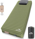 Self Inflating Sleeping Pad with Electric Pump, 4" Ultra-Thick Memory Foam Camping Pad with Pillow, 9.5 R-Value Insulated Camping Mattress, Army Yellow