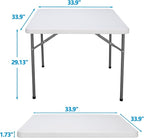 ZenStyle 3 ft Indoor Outdoor Heavy Duty Portable Plastic Folding Table, Square Card Desk Utility Table Game Table for Puzzles Crafting Picnic Camping Dining Party, White
