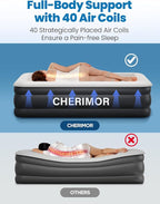 Queen Air Mattress with Built-in Pump, 18" Raised Comfort, 48Hr Leak-Proof Test, Upgraded Honeycomb Pillar Design, Supports 800 lbs, 3-Min Inflation-Inflatable Bed for Home Guests & Camping