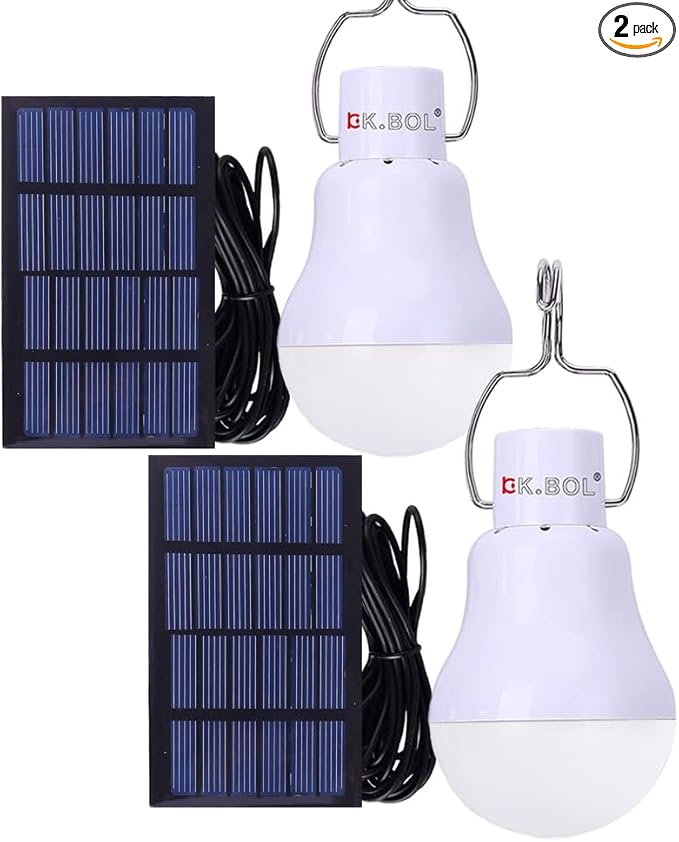 Solar Powered lamp Rechargeable Led Light Bulb for Outdoor Camping Torch Hiking Chicken Coop Pet House Barn Balcony Deck Indoor Night Light Emergency Bulbs Portable Lantern Torch 2 pcs