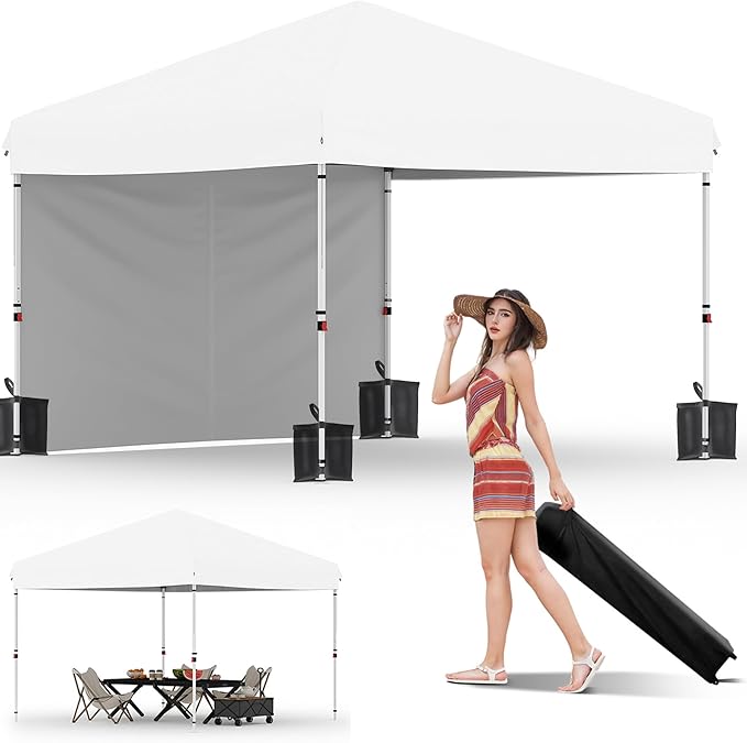 Garvee 10x10 Pop Up Canopy Tent, Heavy Duty Commercial Instant Shelter with One-Person Setup, UPF 50+ Waterproof, 100 Sq Ft Shade for Outdoor Events, Camping, Farmers Market
