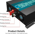 WZRELB RBPRC300012 3000W 12V 110~120V Pure Sine Wave Solar Power Inverter with Remote Control Switch