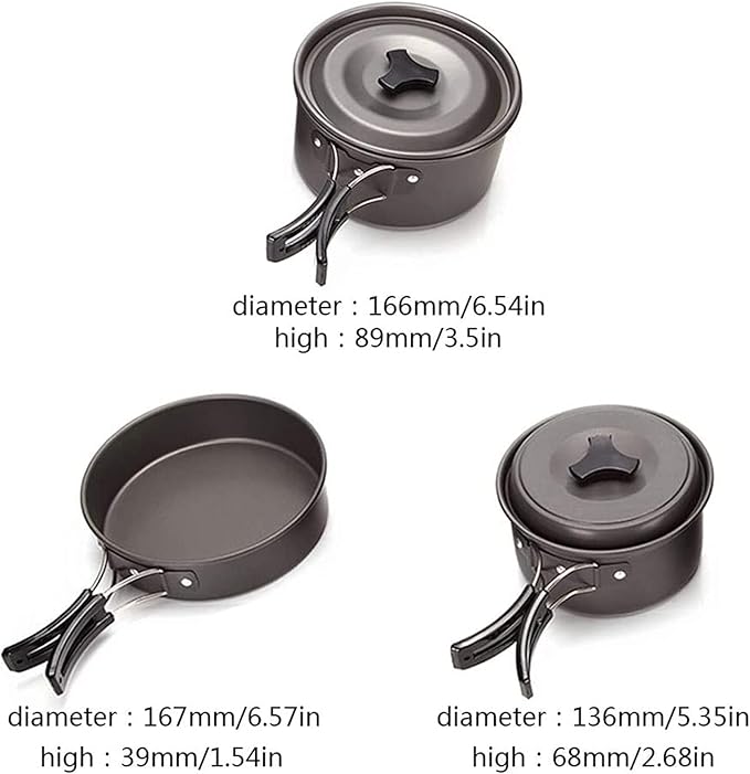 Camping Cookware Camping Pot Outdoor Cooking Set Mountaineering Backpacking Tableware Kit for Travel Hiking Picnic Black Picnic Utensils