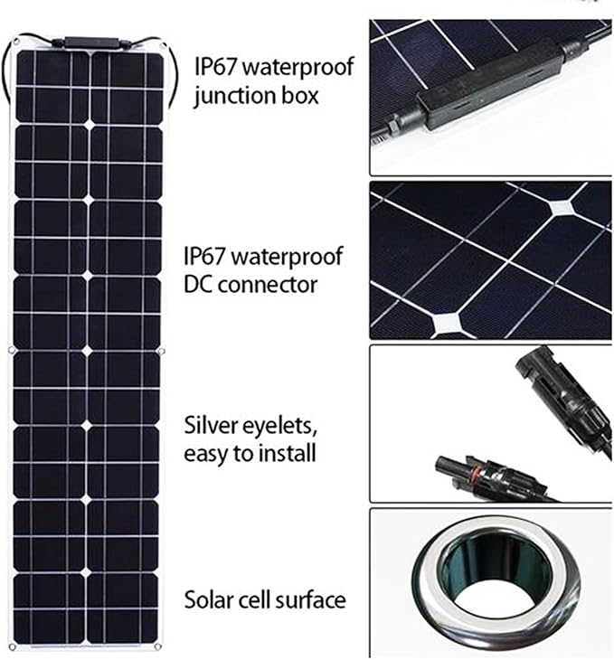 1000W Solar Panels 12V Flexible Solar Panel Kit, Complete Portable Solar Battery Charger Phone with 100A Controller Camping Home