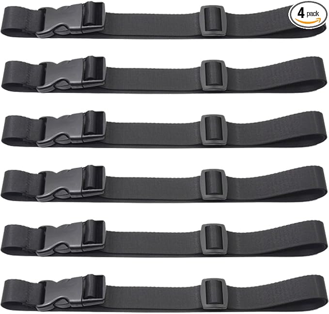 Nylon Strap with Buckle, Quick Release Short Adjustable Straps with Buckles, Securing Tie Down Straps for Backpacking, Compression Golf Bag, Camping Outdoor Activities 1" x 47" 6Pcs