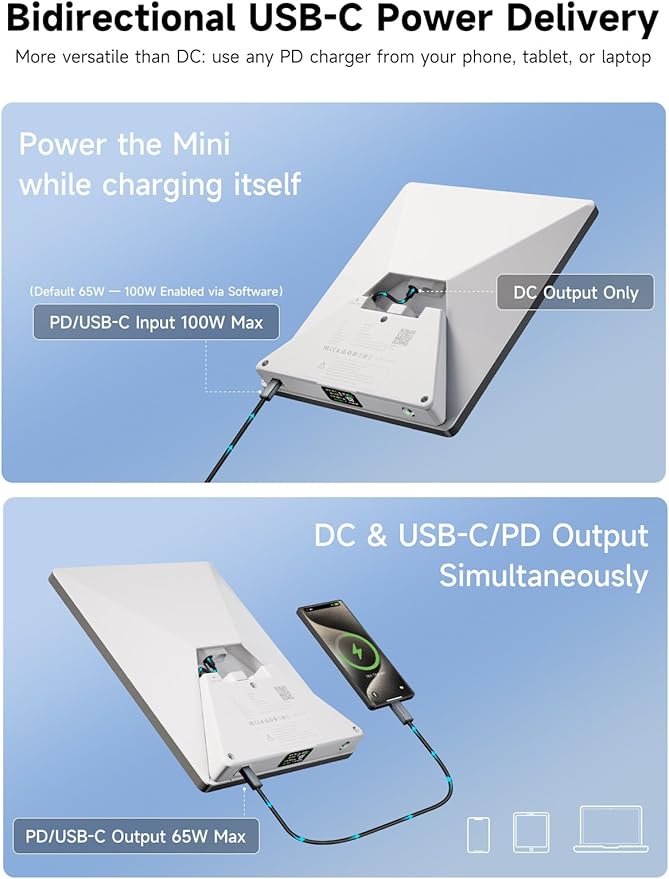 PeakDo LinkPower 1 Power Bank Compatible with Starlink Mini, 27500mAh 99Wh Portable Charger with USB-C Bidirectional Power Delivery, LCD Display, Smart App, DC Cable, Battery Pack for Outdoor&Camping