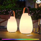 uuffoo 2 Pack Rechargeable Portable Table Lamp, Cordless RGB Lantern with Remote, Decorative LED Night Light, IP44 Waterproof Indoor Outdoor Lamp for Bedroom Patio Garden Wedding Party