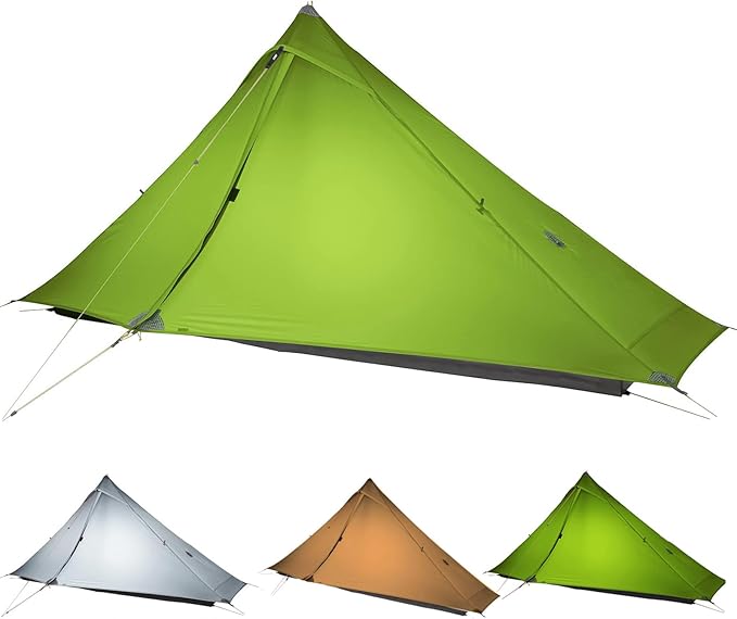 3F UL Gear Lanshan PRO Lanshan Ultralight Tent Ultralight Tent 3-Season Backpacking Tent for 1-Person or 2-Person Camping, Climbing, Hiking, Trekking, Kayaking (for 1 Person, Green- 4 Season)