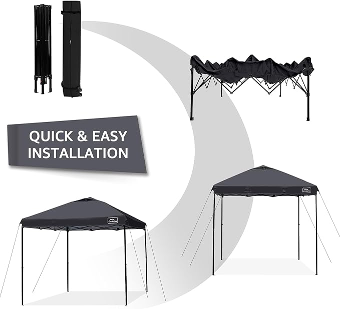 KAMPKEEPER 10x10 Pop Up Commercial Canopy Tent - Waterproof & Portable Outdoor Shade with Adjustable Legs, Air Vent, Carry Bag & Sandbags(Black)