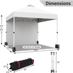 10x10ft Pop Up Canopy Tent with 1 Sidewall, Portable Instant Commercial Canopy Patio Tent with Vented Top Roller Bag 4 Sandbags 4 Ropes and 8 Tent Stakes, White