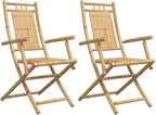 2-Pack Bamboo Folding Patio Chairs Outdoor Furniture with Armrests, 20.9x26x39 Inch Natural Finish, Foldable Lounge Chairs for Garden, Pool, Camping, and Beach