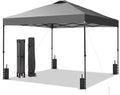 GDY 12x12 Pop Up Canopy Patio Carpas, One Push Set up with Central Lock Canopy with Wheeled Carry Bag, Included 4 Sandbaogs,8 Stakes and 4 Ropes, Gray