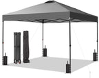 GDY 12x12 Pop Up Canopy Patio Carpas, One Push Set up with Central Lock Canopy with Wheeled Carry Bag, Included 4 Sandbaogs,8 Stakes and 4 Ropes, Gray