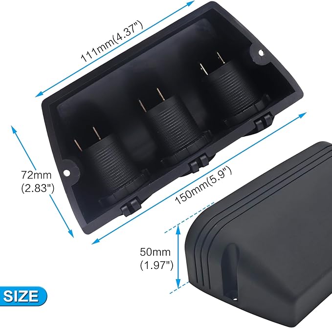 12-24 V 3 Hole Tent Type Power Distribution Sockets Cigarette Lighter Splitter Power Adaptor Combination Automotive Accessory Outlet for Car and Marine ﻿