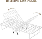 Zenzy Twin Folding Bed with Mattress, CertiPUR-US Certified 4" Mattress Topper & Sturdy Metal Frame, Fold Up Bed for Guest/Bedroom/Office/Camp, 75" x 38", White