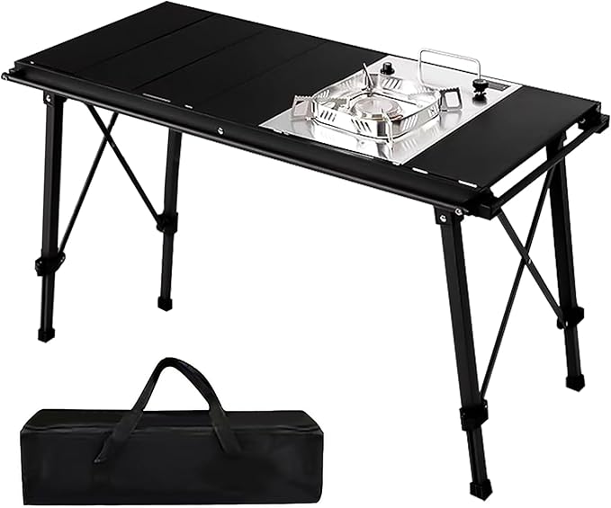 IGT Camping Table with Extended Frames, Portable and Foldable Outdoor IGT Camp Tables, Ultralight Height Adjustable Camp Table with Carry Bag for Car Camping Picnic RV Trip Patio Backyard