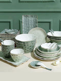 9-44 Piece Reactive Glaze Tableware Set, Nordic Luxury Tableware Set and Plate Service for 2-10 People, Large Capacity, Non-Slip Base, Phnom Penh Tableware Set (28pieces)
