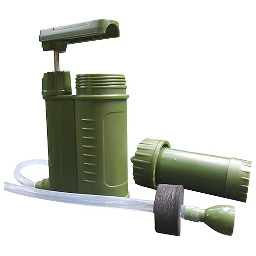 Portable Outdoor Water Purifier – Camping Pump Filter, Drinking Device | Direct Filtration System with High Efficiency for Hiking Backpacking Survival Travel and Quick Clean Hydration